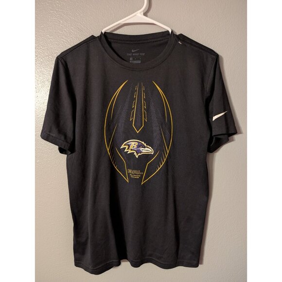 Nike Dri-Fit Baltimore Ravens Logo Tee Shirt Men’s Medium Black NFL - Picture 1 of 6